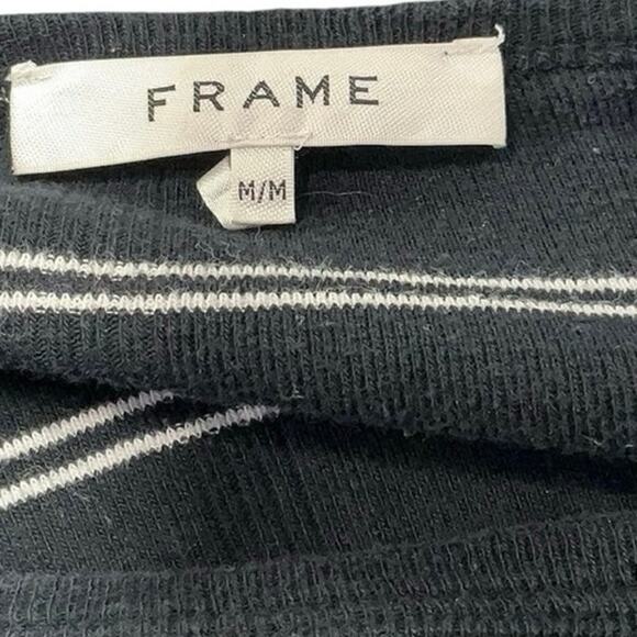 FRAME 3/4 sleeve black/white striped round neck long sleeve top - Medium - Picture 4 of 7